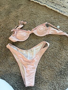Pink Eyelet Bikini Set